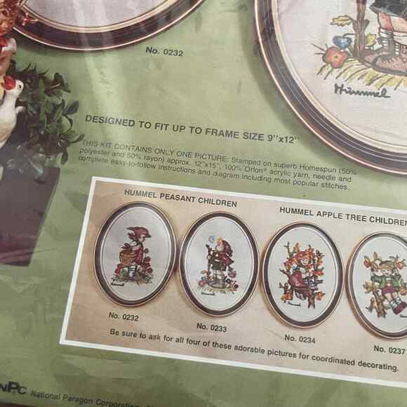 Hummel Peasant Children Girl (no 0232) Vintage Embroidery Kit by Paragon - Picture 4 of 6